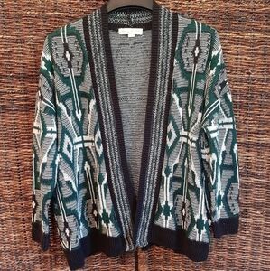 Staring At Stars Boho Aztec Southwest Open Front Grandpa Dad Cardigan Sweater XS